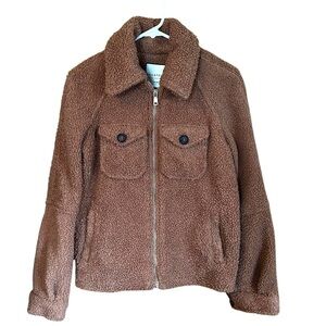 Bagatelle Fuzzy Teddy Jacket Caramel Brown EUC!  XS